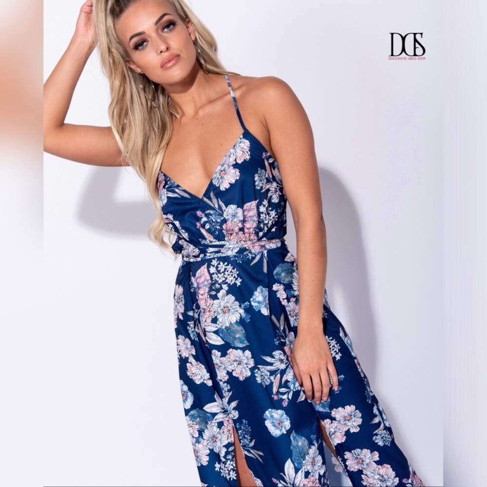 5 ⭐️ Caliente - Floral Thigh Slit Maxi Dress - Picture 6 of 8